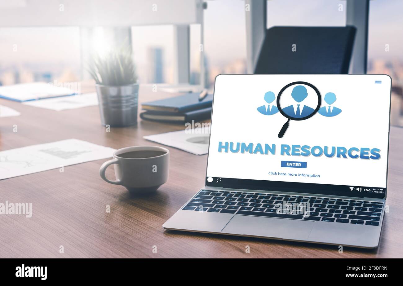 Human Resources Recruitment and People Networking Concept. Modern graphic interface showing professional employee hiring and headhunter seeking Stock Photo