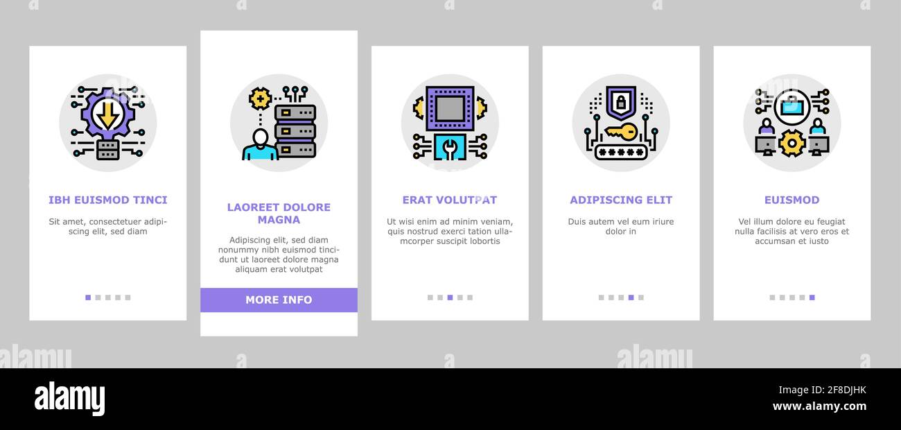 System Work Process Onboarding Icons Set Vector Stock Vector Image ...