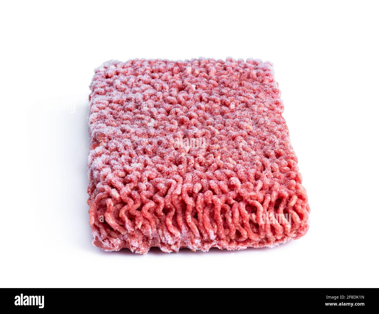 Frozen raw minced beef isolated on white Stock Photo Alamy