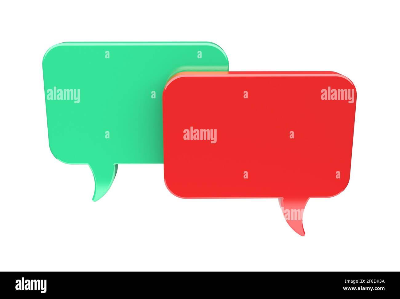 3D speech bubbles on a white. Chat and communication concept Stock Photo