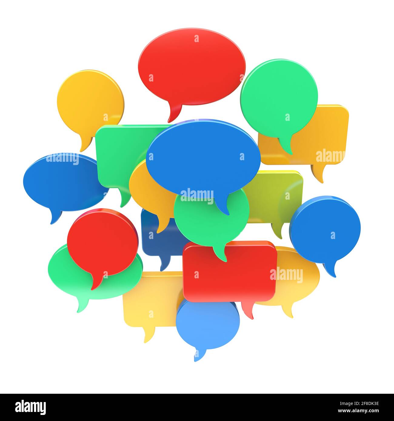 3D speech bubbles on a white. Chat and social network communication concept Stock Photo