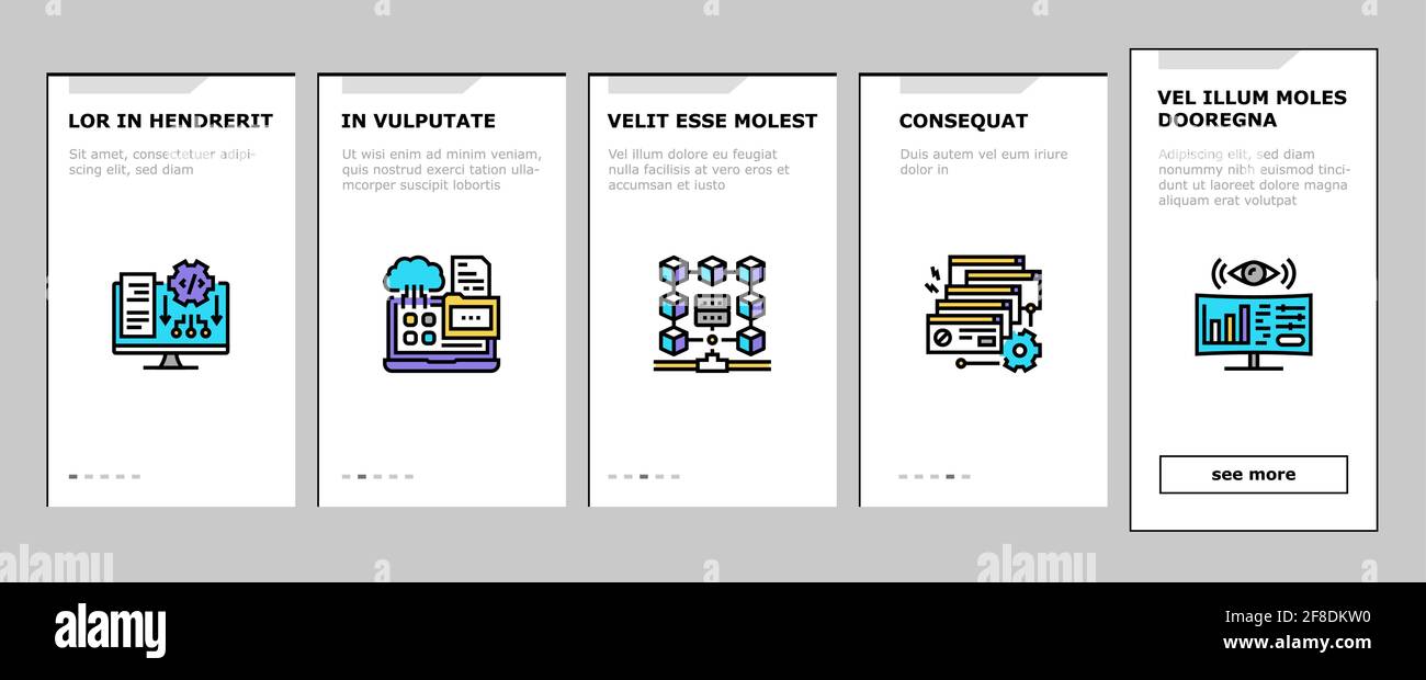 System Work Process Onboarding Icons Set Vector Stock Vector Image ...