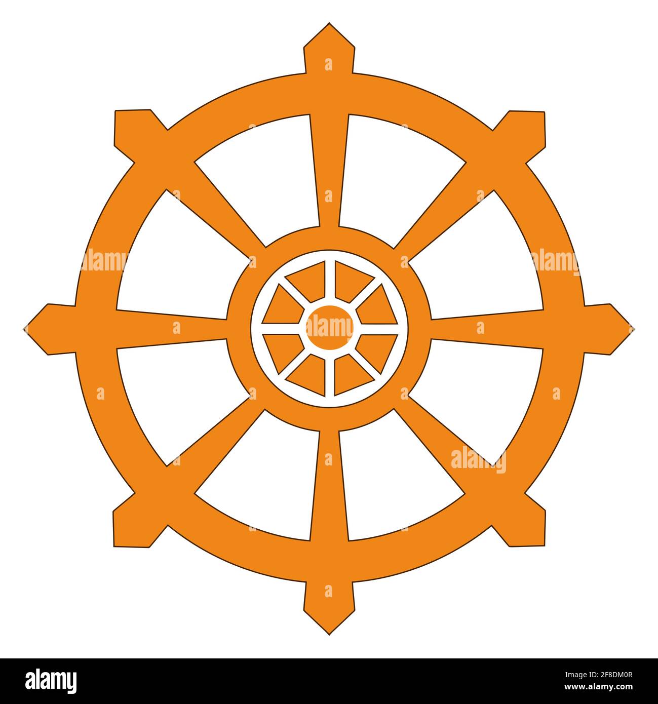 chakra buddhism wheel of dharma orange illustration Stock Photo