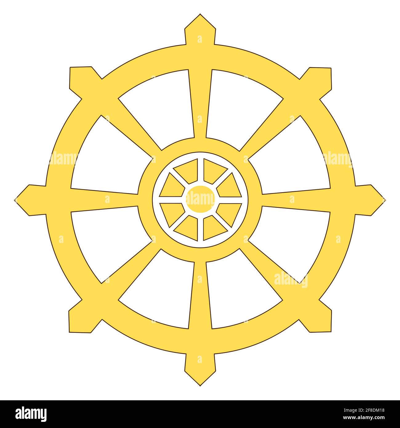 chakra buddhism wheel of dharma holy yellow  illustration Stock Photo