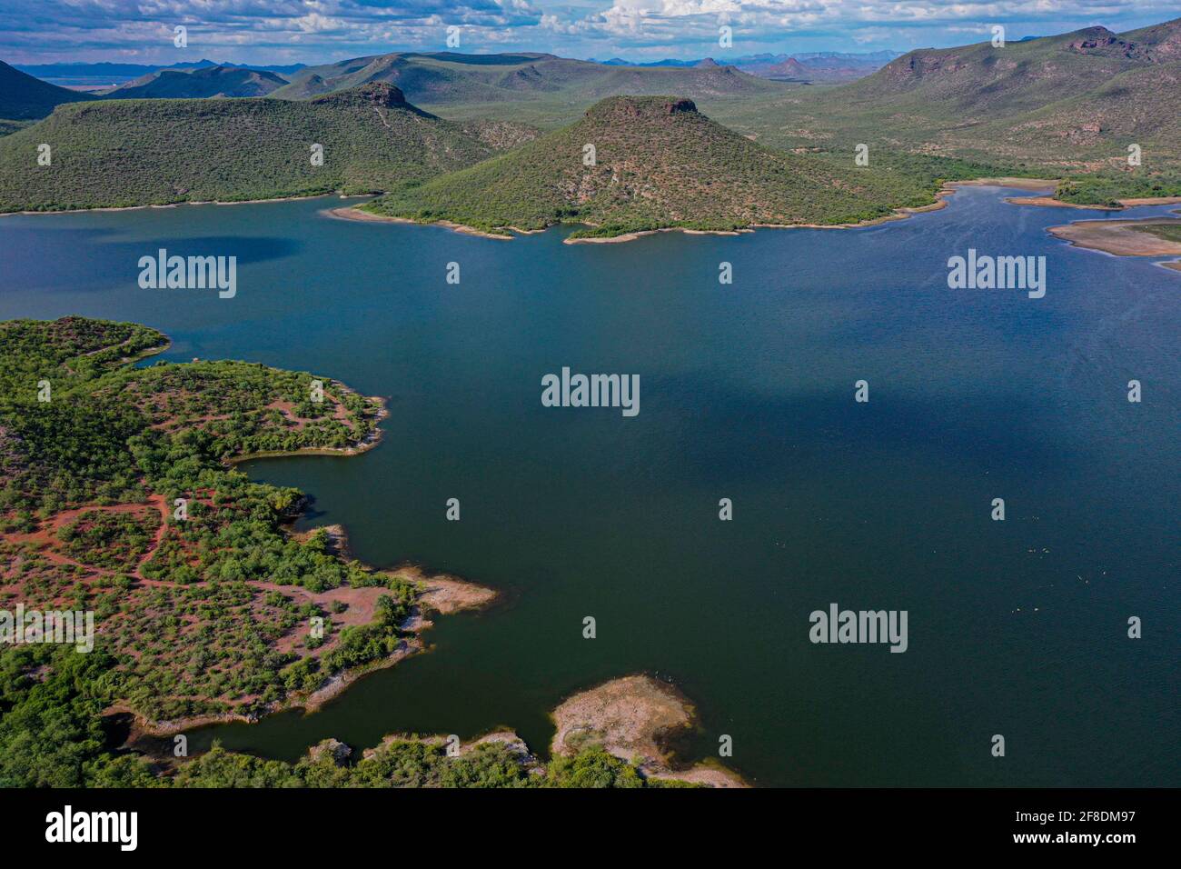 Aerial view of the Álvaro Obregón Ouiachic dam or Oviáchic dam in