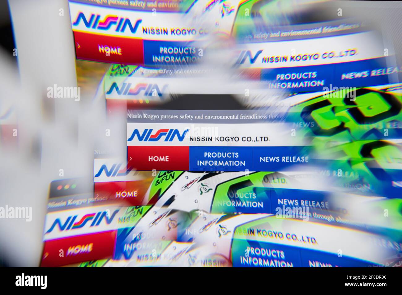 Milan, Italy APRIL 10, 2021 Nissin Kogyo logo on laptop screen seen