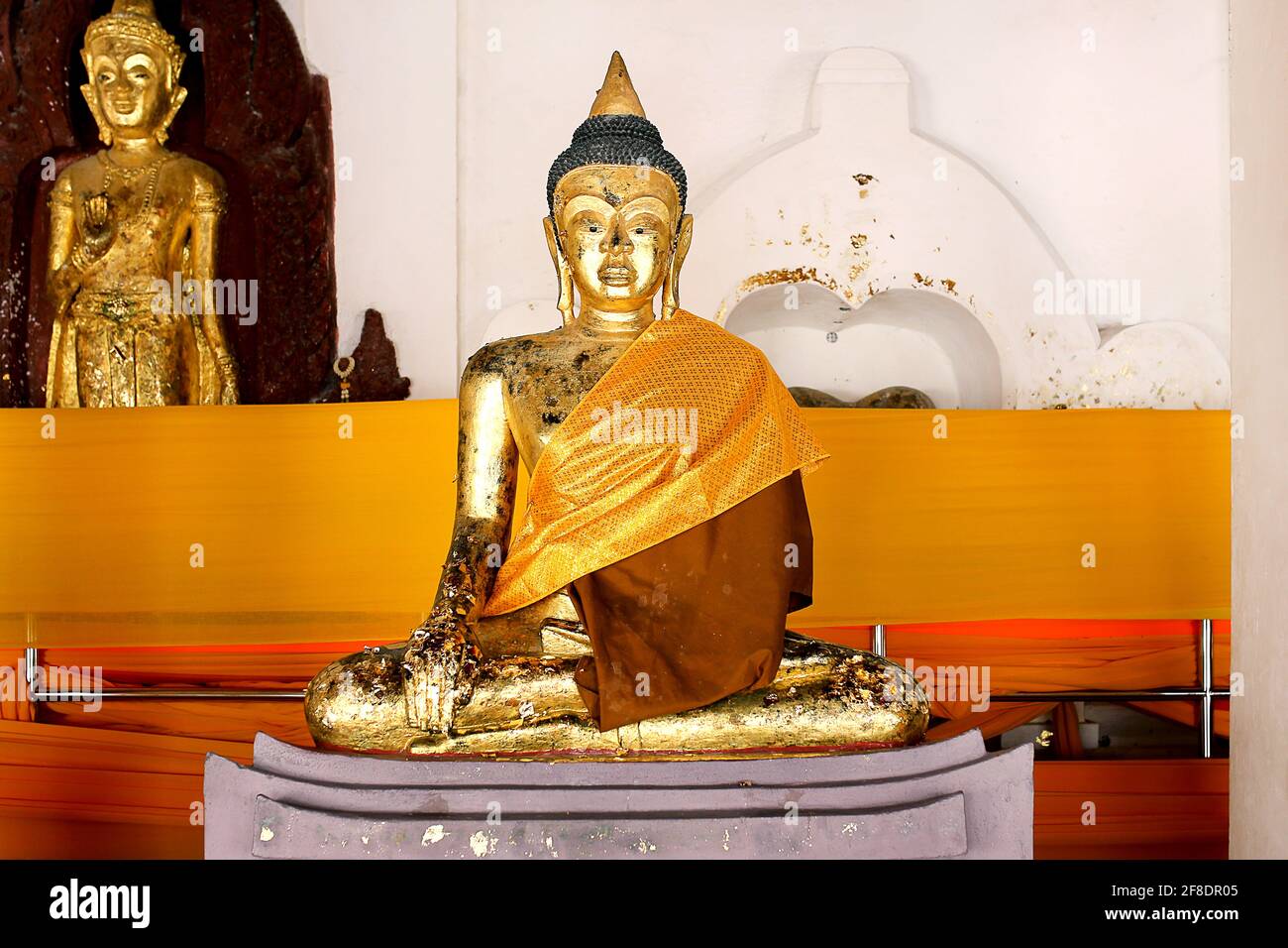 Golden Buddha statue in Thailand temple Stock Photo - Alamy