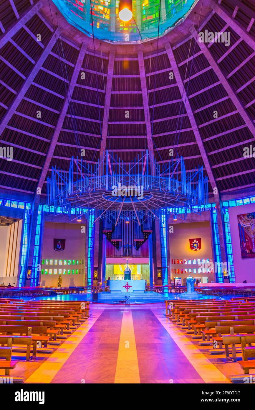 LIVERPOOL, UNITED KINGDOM, APRIL 6, 2017:  Interior of the metropolitan cathedral in Liverpool, England Stock Photo
