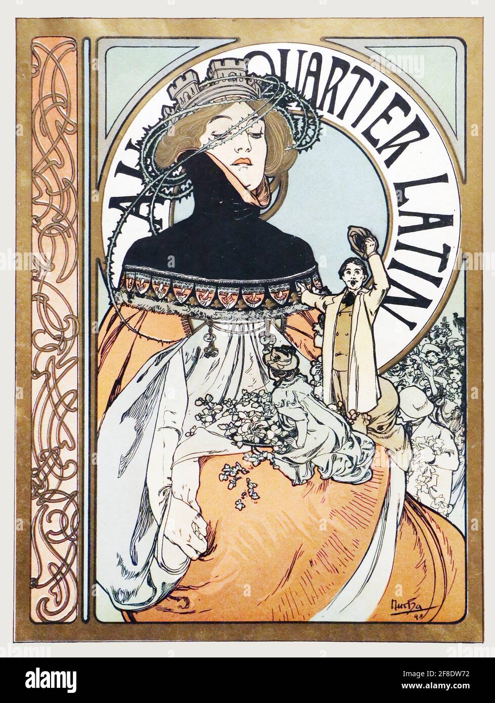 Alfons Mucha, Au Quartier Latin, 1897. Art Nouveau art by Alphonse Mucha. Stock Photo