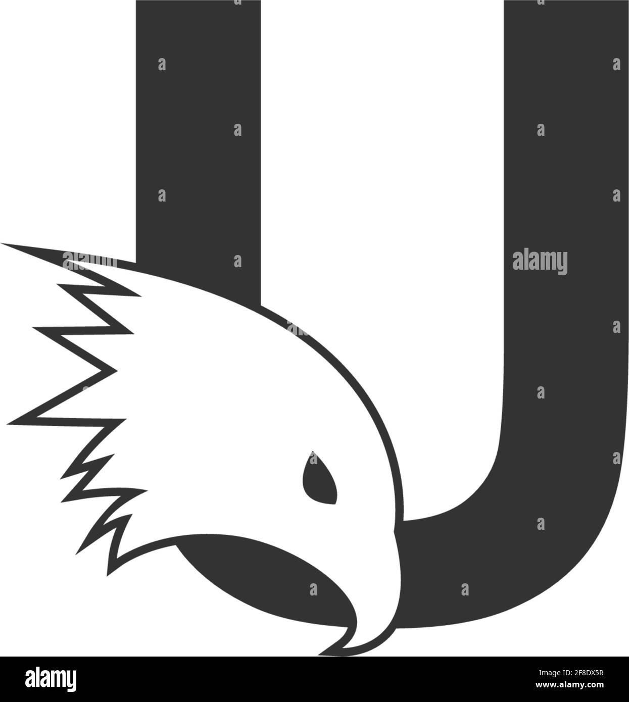 Letter U logo icon with falcon head design symbol template vector Stock ...