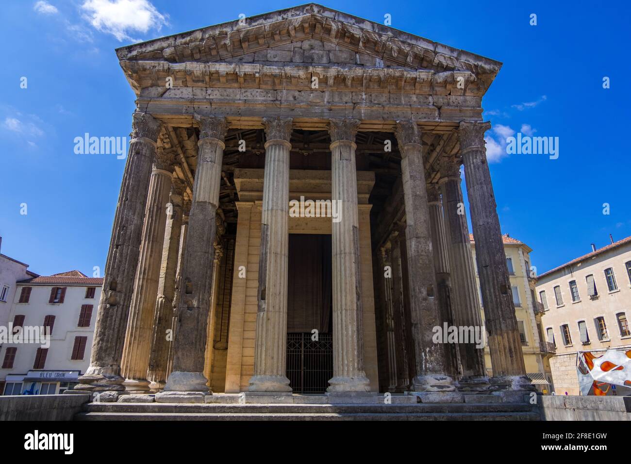 Vienne, France August 22, 2019 Ancient roman Temple of Augustus and Livia with Corinthian