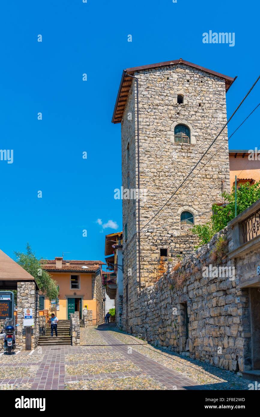 SIVIANO, ITALY, JULY 16, 2019: Narrow street of Siviano village at Iseo lake in italy Stock Photo