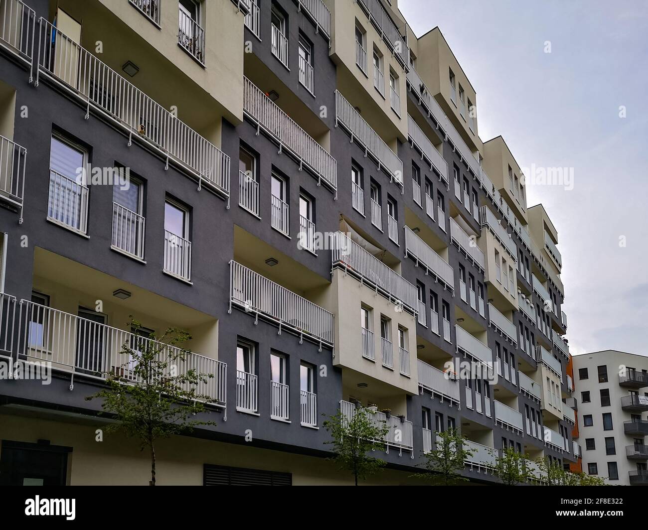Wroclaw, Poland June 7 2020 Facade of new block of flats at Kepa
