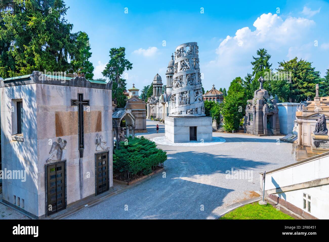 MILANO, ITALY, JULY 19, 2019: Bernocchi Mausoleum at Cimietro Monumentale in mIlano, Italy Stock Photo