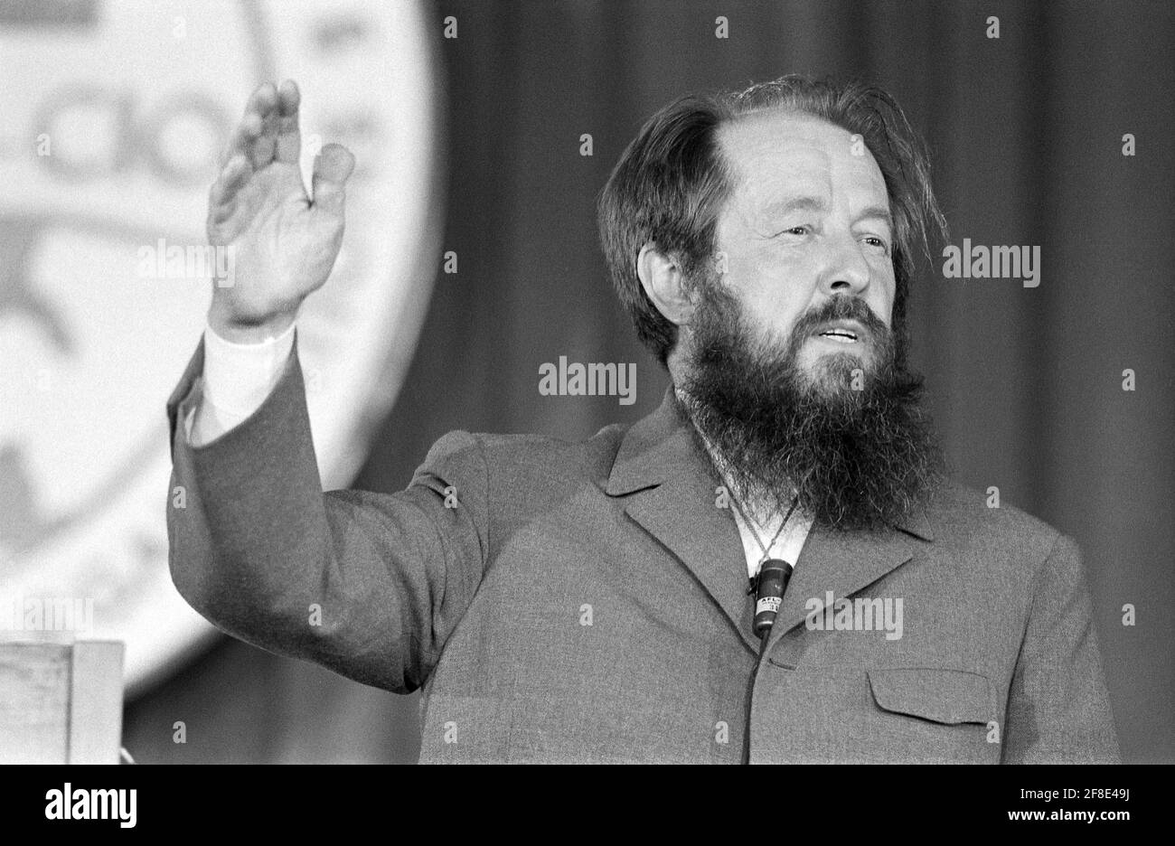 Aleksandr Solzhenitsyn (1918-2008), Russian Novelist and Writer, speaking at a meeting of the AFL-CIO, Marion S. Trikosko, June 1975 Stock Photo