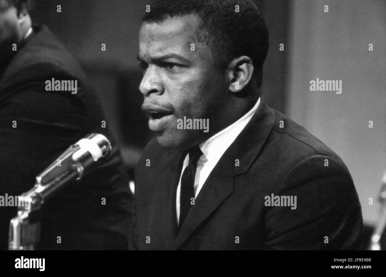 John Lewis, Chairman of the Student Nonviolent Coordinating Committee, speaking at meeting of American Society of Newspaper Editors, Statler Hilton Hotel, Washington, D.C., USA, Marion S. Trikosko, April 16, 1964 Stock Photo