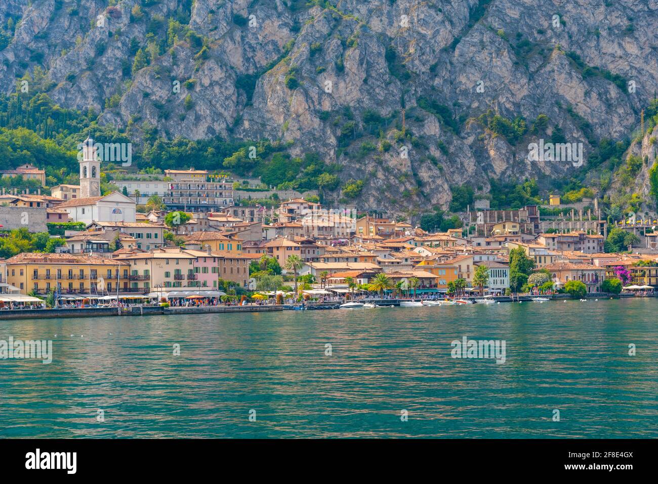 LIMONE SUL GARDA, ITALY, JULY 22, 2019: Lakeside promenade at Limone ...