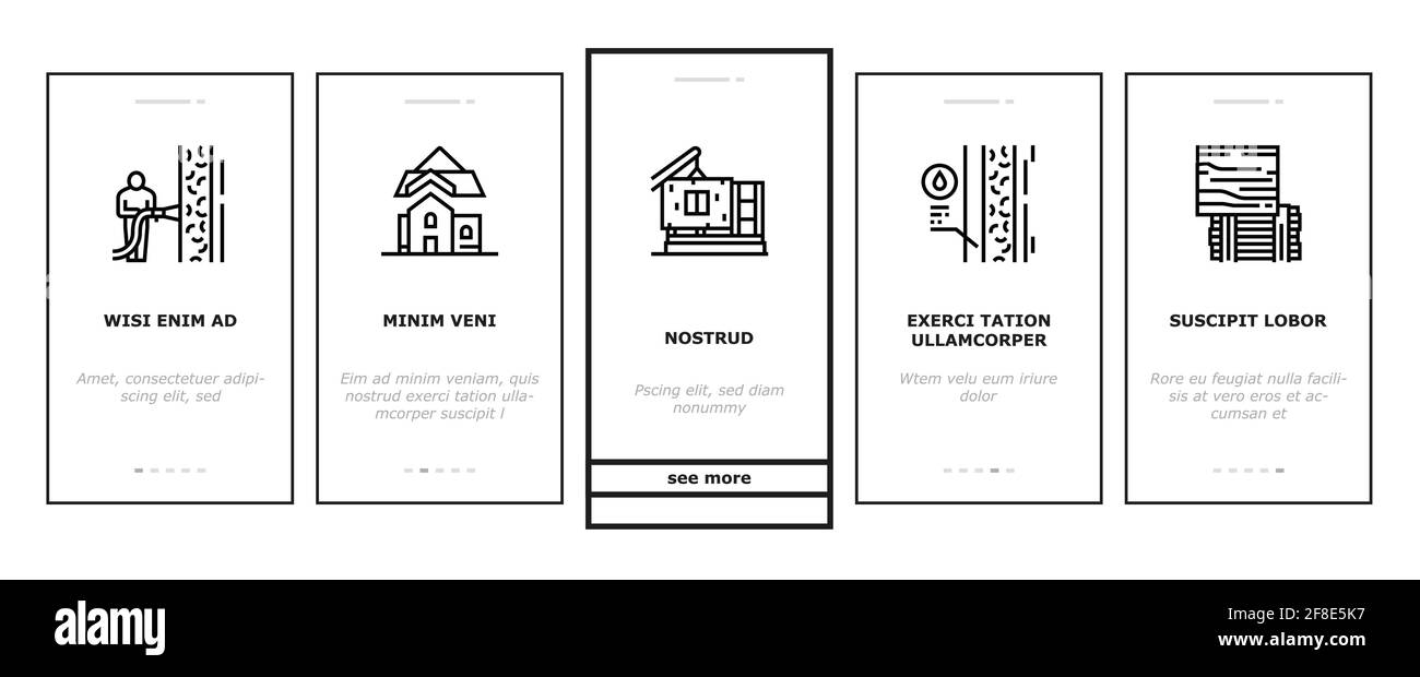 Timber Frame House Onboarding Icons Set Vector Stock Vector Image & Art ...