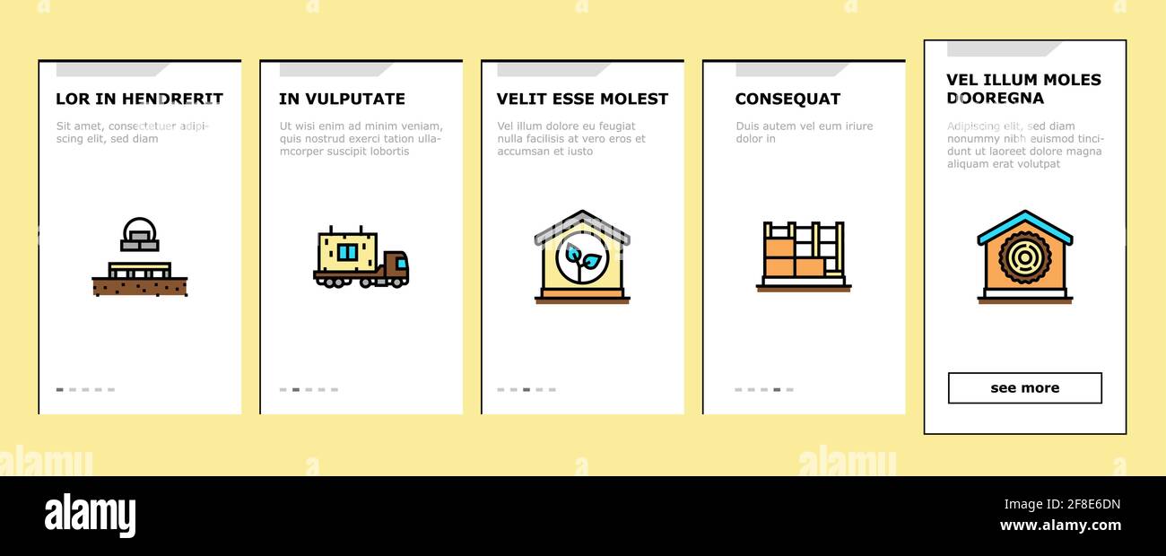 Timber Frame House Onboarding Icons Set Vector Stock Vector Image & Art ...