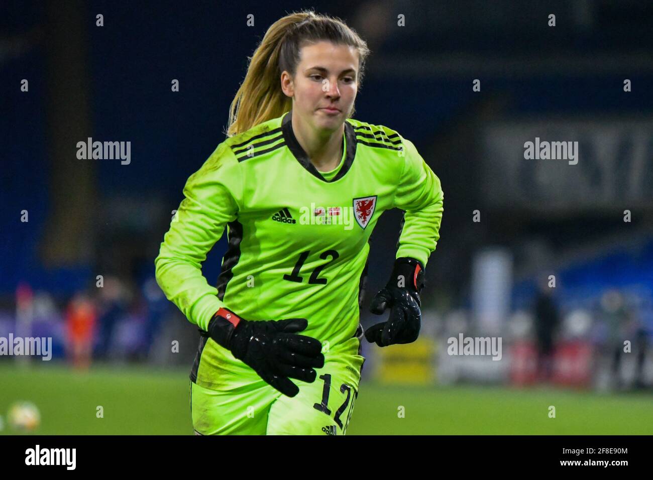 Cardiff, Wales. 13 April, 2021. Olivia Clark of Wales Women after the Women's International Friendly match between Wales and Denmark at the Cardiff City Stadium in Cardiff, Wales, UK on 13, April 2021. Credit: Duncan Thomas/Majestic Media/Alamy Live News. Stock Photo