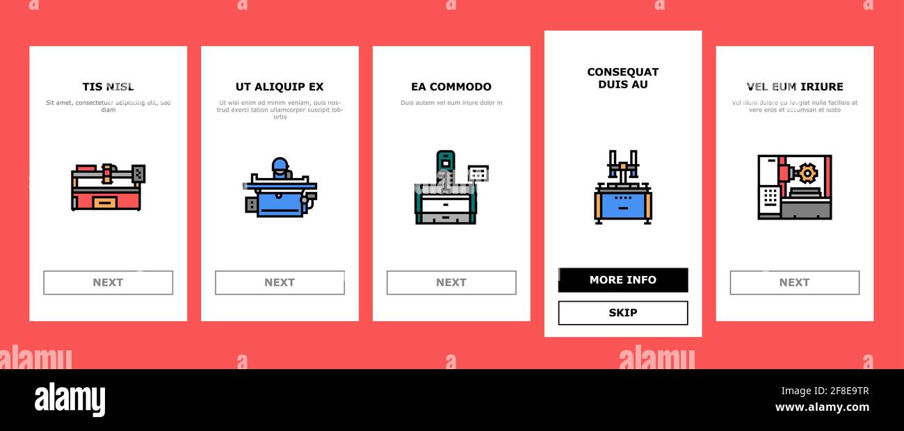Metal Working Machine Onboarding Icons Set Vector Stock Vector Image ...