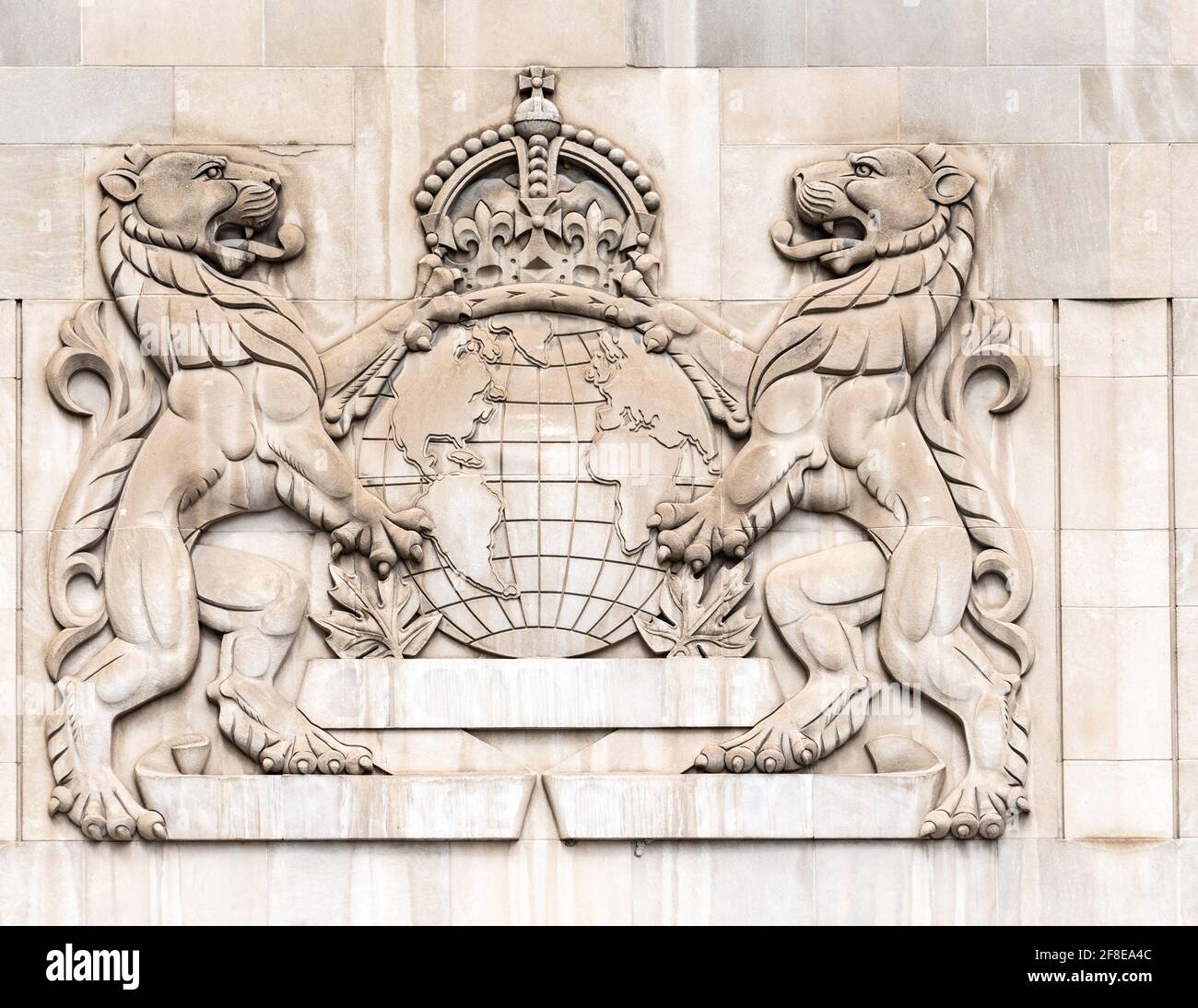 Coat of arms with lions in Bloor Street, Toronto, Canada Stock Photo