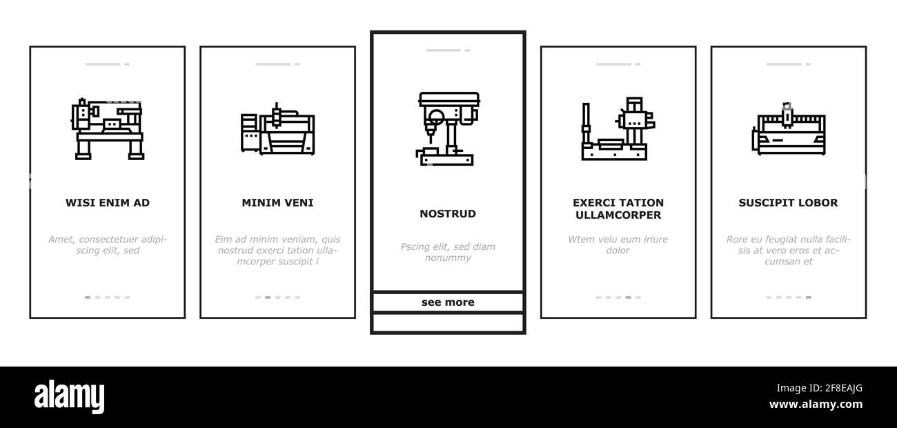 Metal Working Machine Onboarding Icons Set Vector Stock Vector Image ...