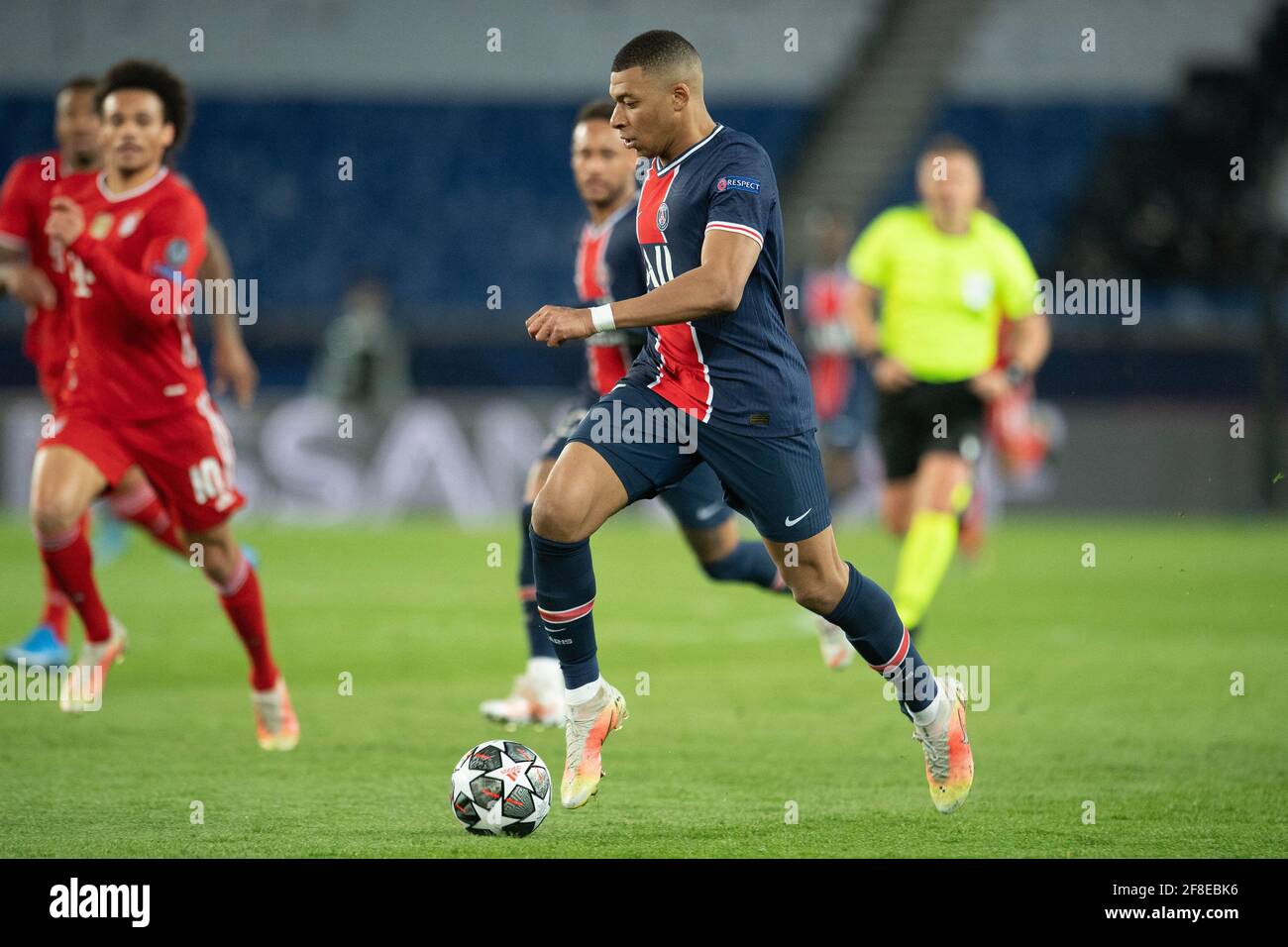 Kylian Mbappe of PSG in action during the UEFA Champions League ...