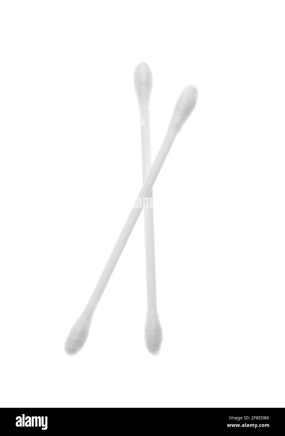 Cotton swabs on white background Stock Photo Alamy