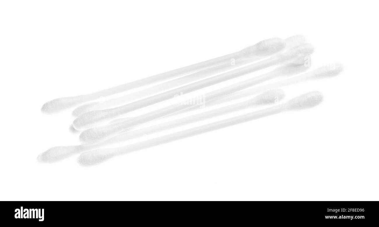 Cotton swabs on white background Stock Photo Alamy
