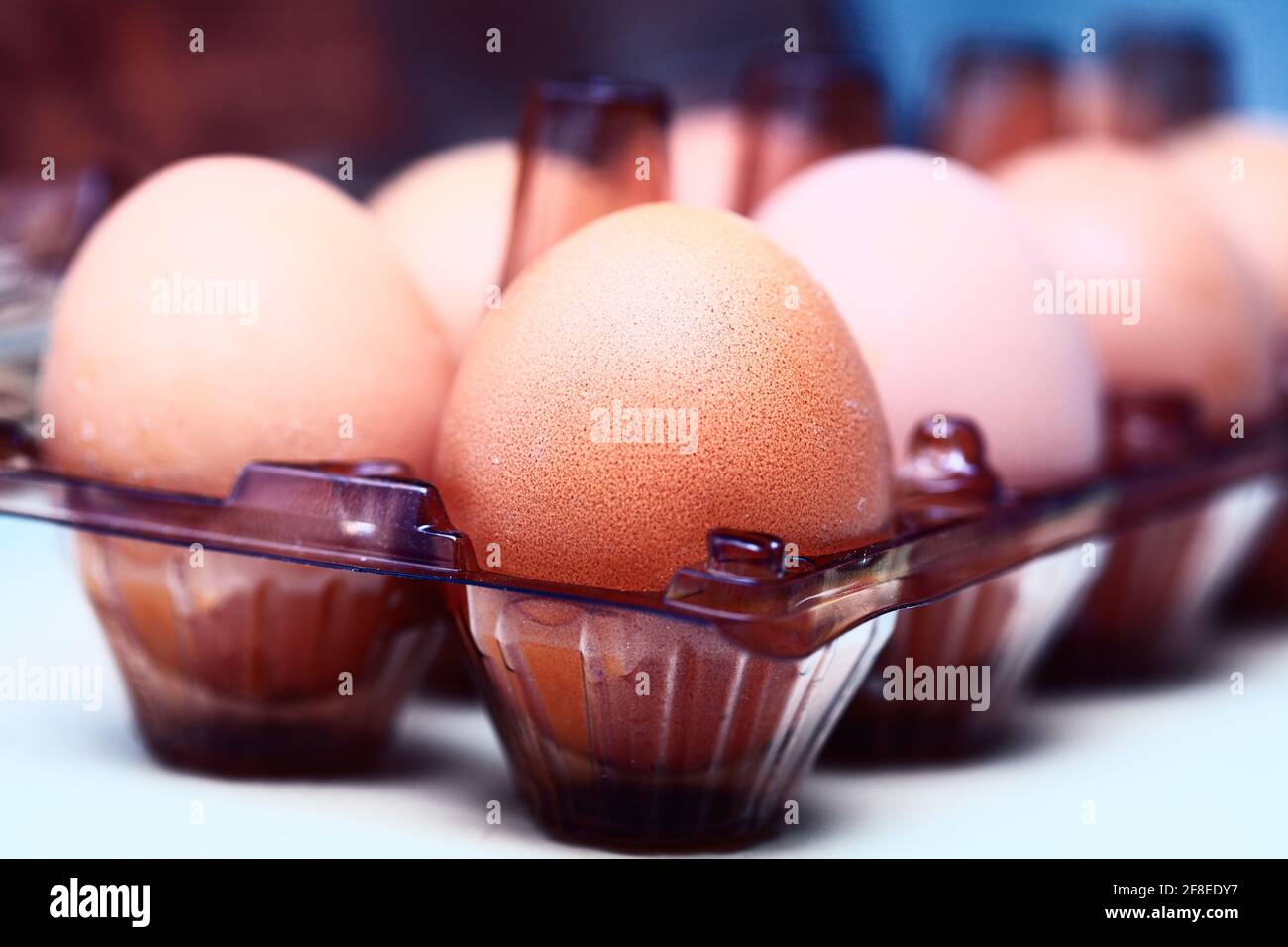 Eggs in plastic box . Box to store eggs safely Stock Photo Alamy