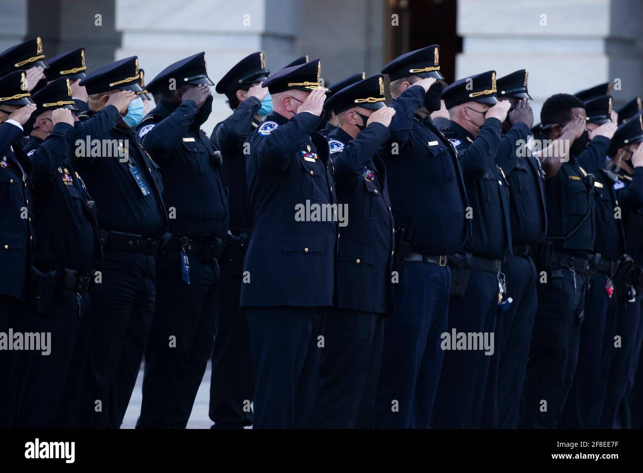US Capitol Police Officers watch the casket of US Capitol Police ...