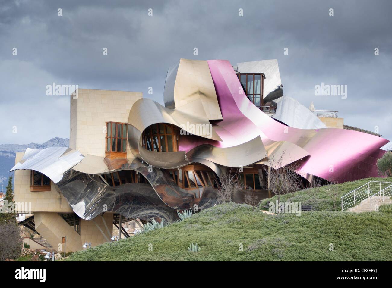 EL CIEGO, ÁLAVA, SPAIN - Feb 27, 2016: Marques de Riscal Winery designed by Architect Fran Ghery. Picture taken during a guided tour in 2016 Stock Photo