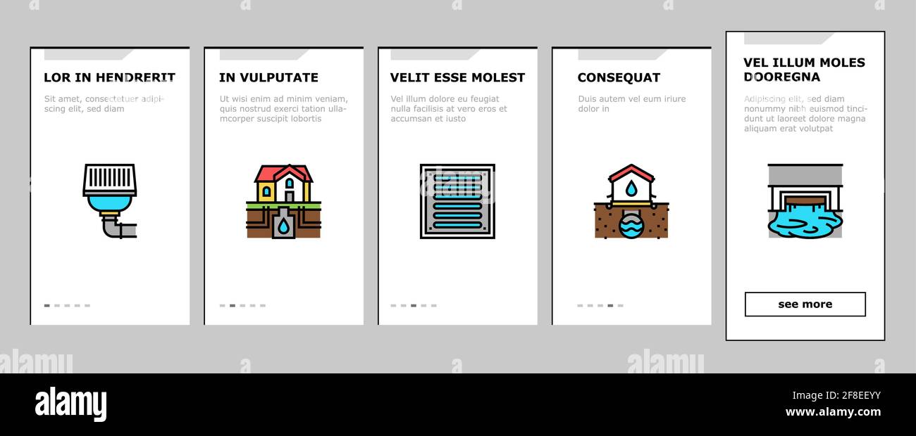 Drainage Water System Onboarding Icons Set Vector Stock Vector Image ...