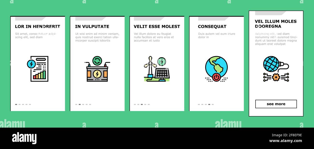 Energy Saving Tool Onboarding Icons Set Vector Stock Vector Image & Art ...