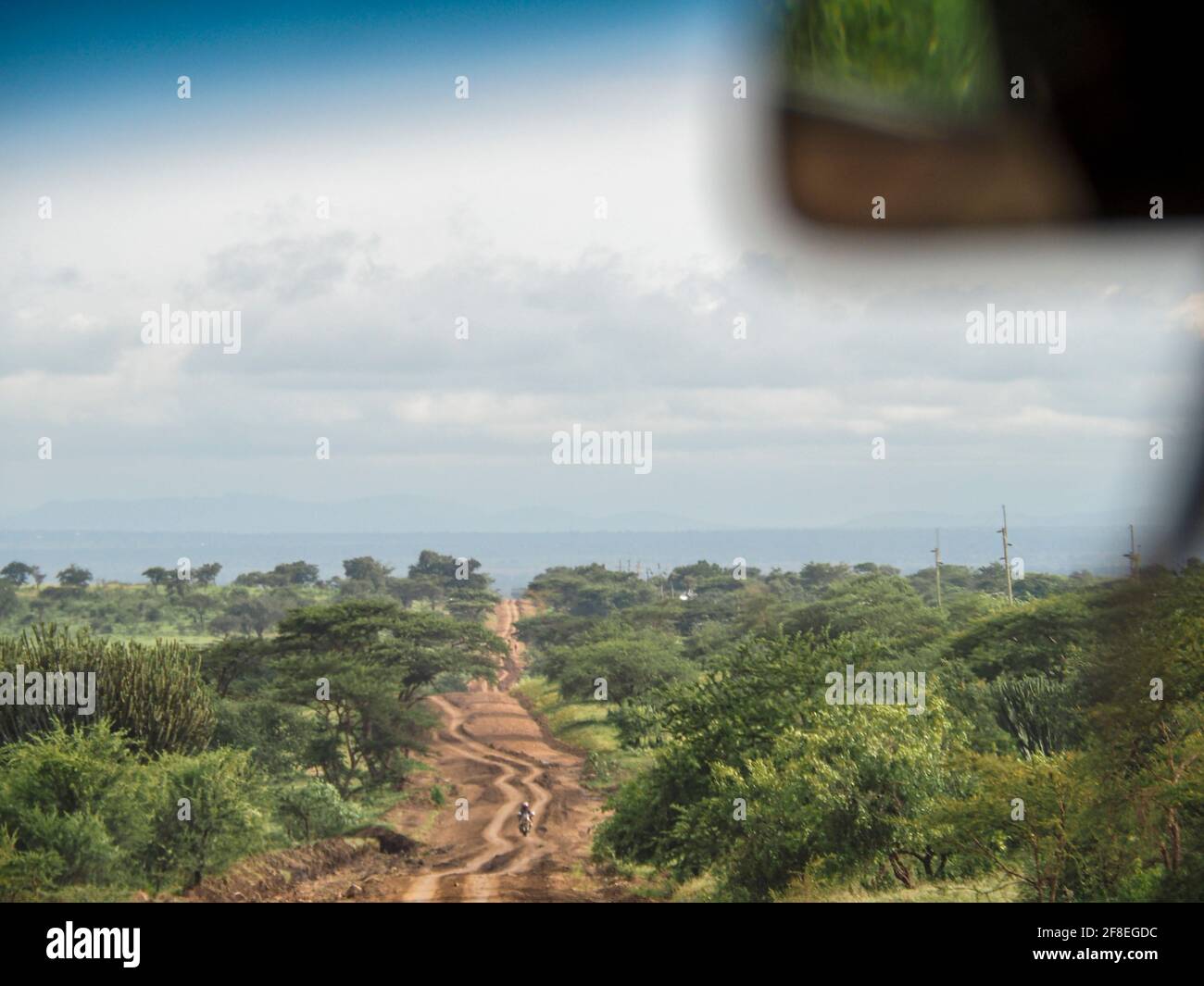 Tanzania, Africa - February 27, 2020: Dirt offroad as you enter Tanzania from Kenya Stock Photo