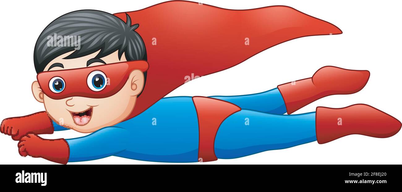 Vector illustration of Cartoon superhero boy flying Stock Vector Image &  Art - Alamy
