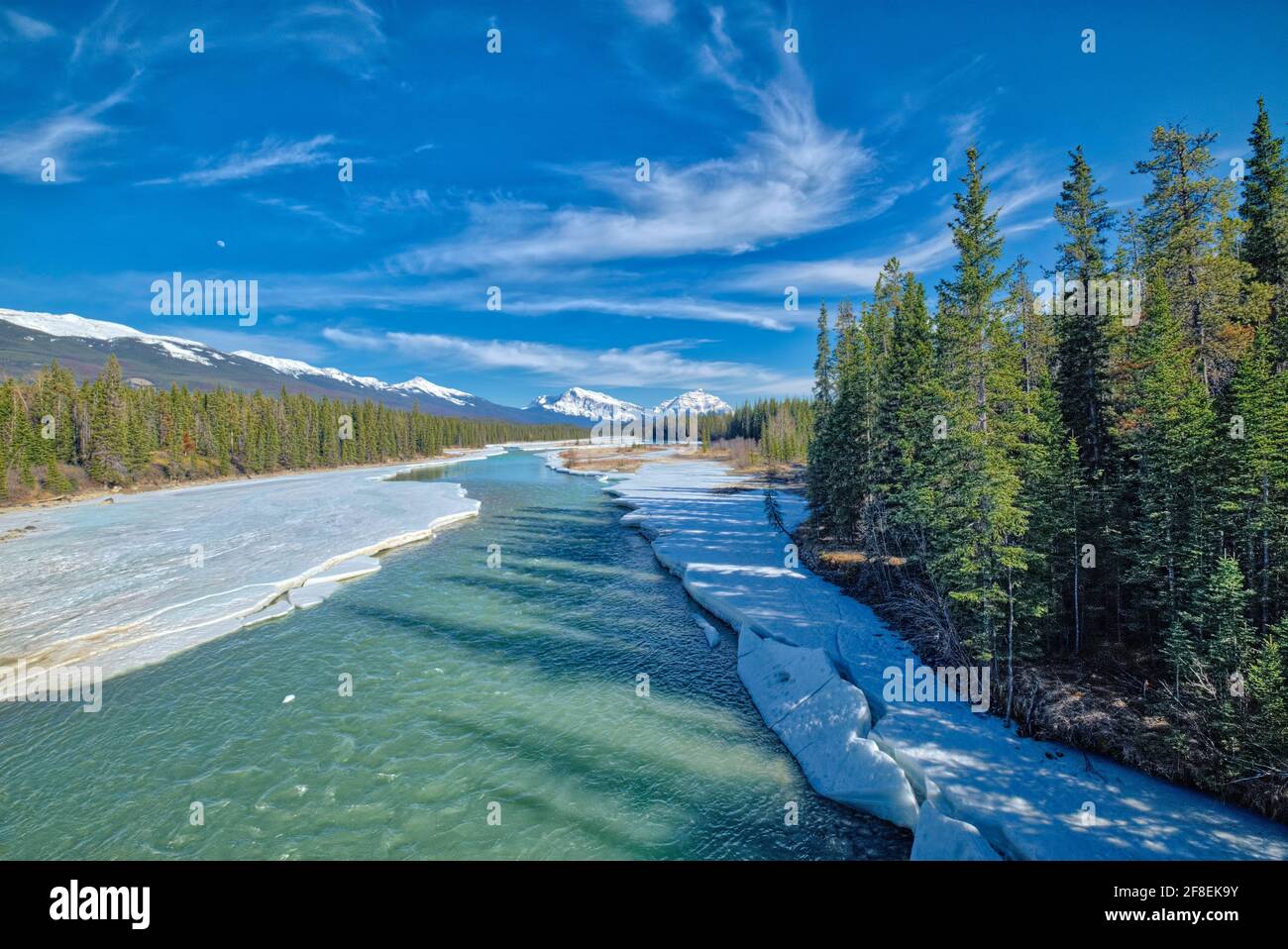Saskatchewan River Crossing is a locality in western Alberta, Canada. It is located within Banff National Park at the junction of Highway 93 (Icefield Stock Photo