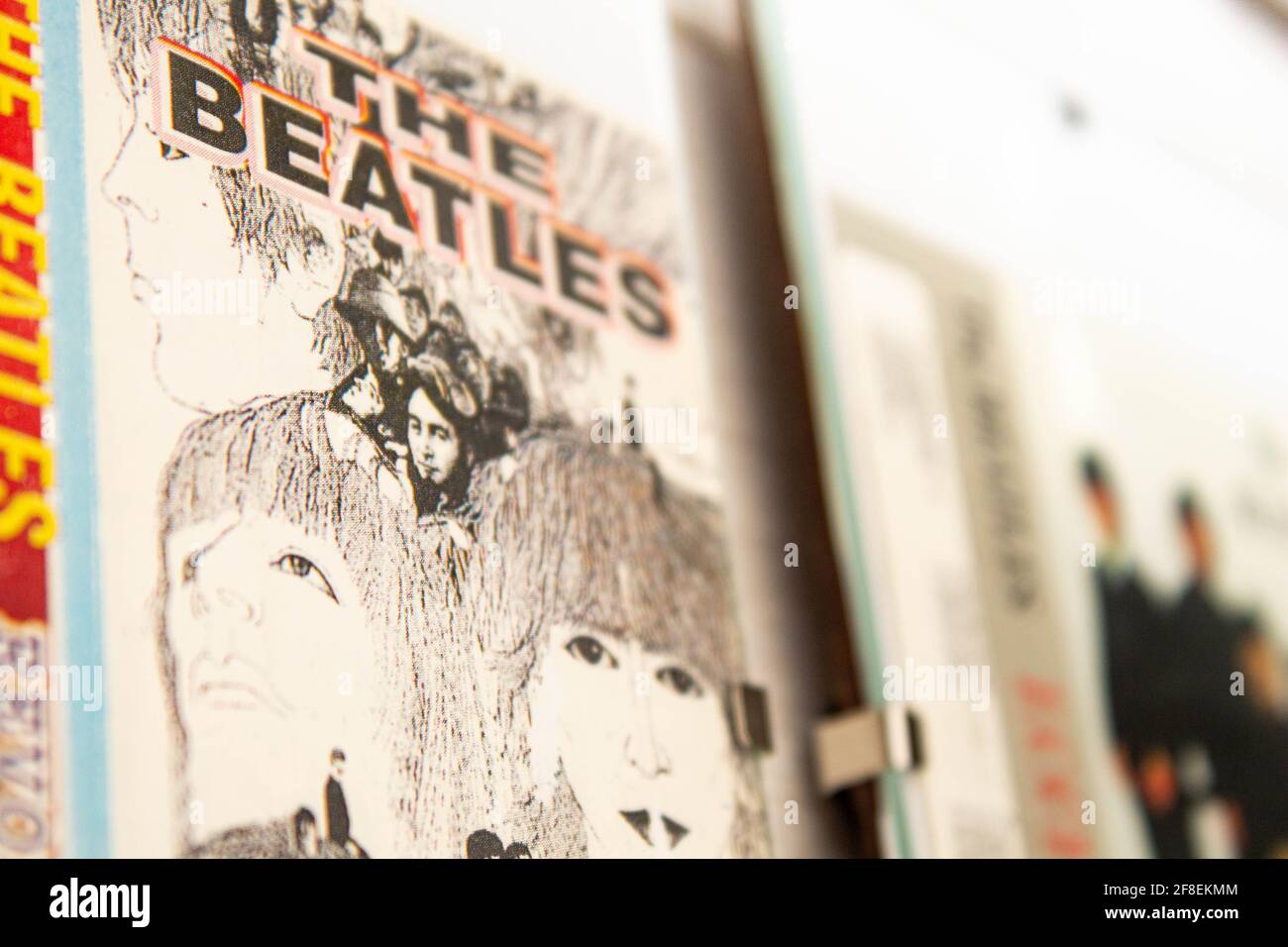 The Beatles collection. The Beatles album cover exhibition. Stock Photo