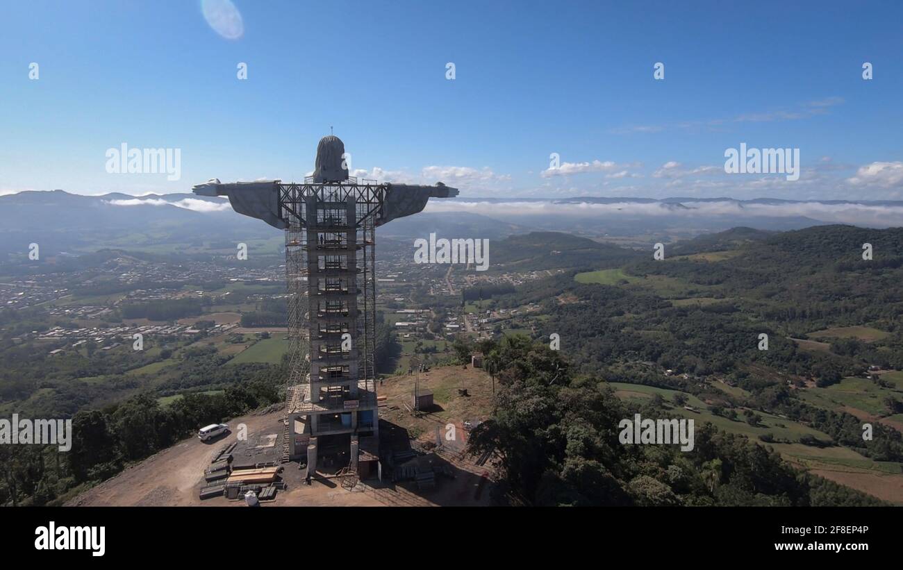 13 April 21 Brazil Encantado The Statue Of Christ The Protector Is Under Construction The Statue Conceived By Artists Genesio Gomes Moura And Markus Moura Is To Be 37 Meters High Seven