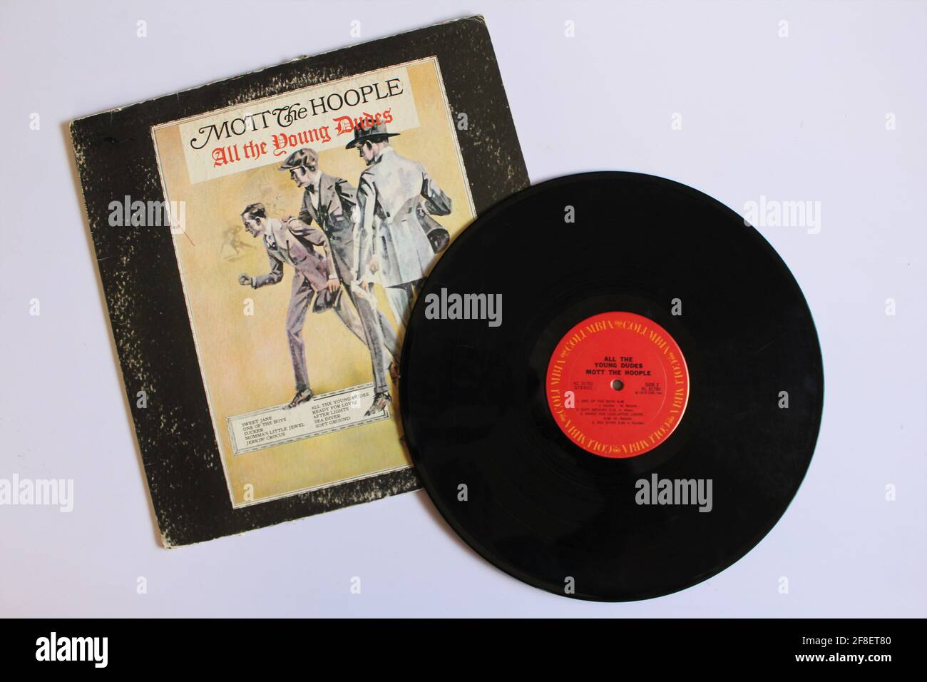 English Glam rock band, Mott the Hoople music album on vinyl record LP disc. Titled: All the Young Dudes Stock Photo