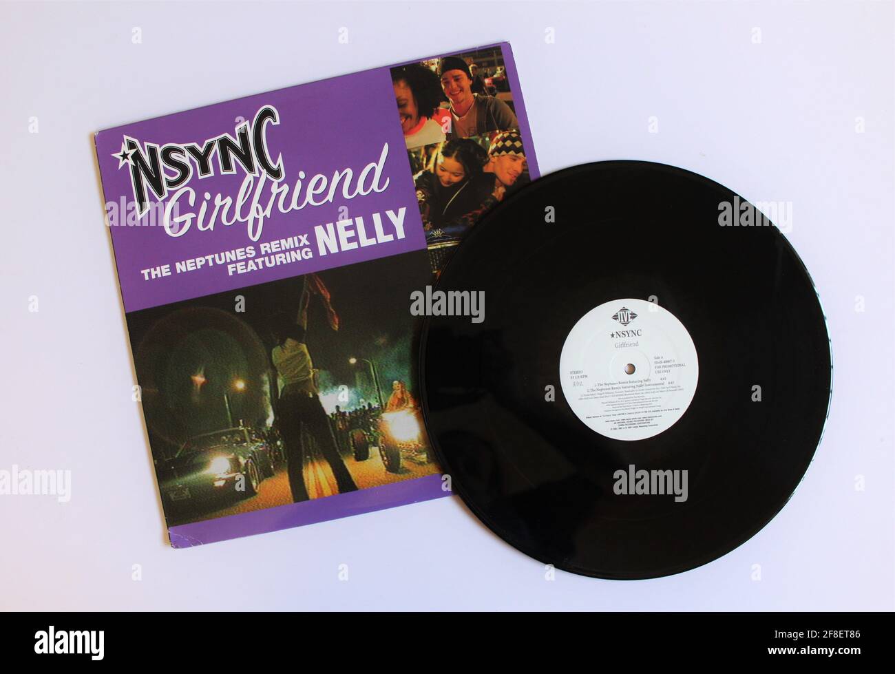 Hop hop, pop, Rnb band single by NSYNC featuring Nelly music album on vinyl record LP disc. Titled: Girlfriend Stock Photo