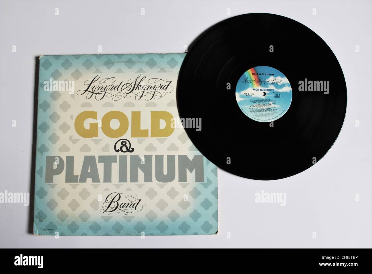Country, boogie rock and southern rock band, Lynyrd Skynyrd music album on vinyl record LP disc. Titled: Gold and Platinum album cover Stock Photo