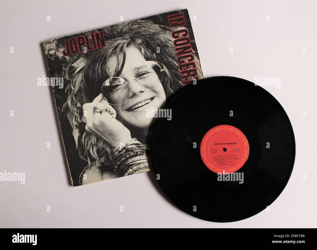 Psychedelic rock and blues artist,  Janis Joplin music album on vinyl record LP disc. Titled: In Concert album cover Stock Photo