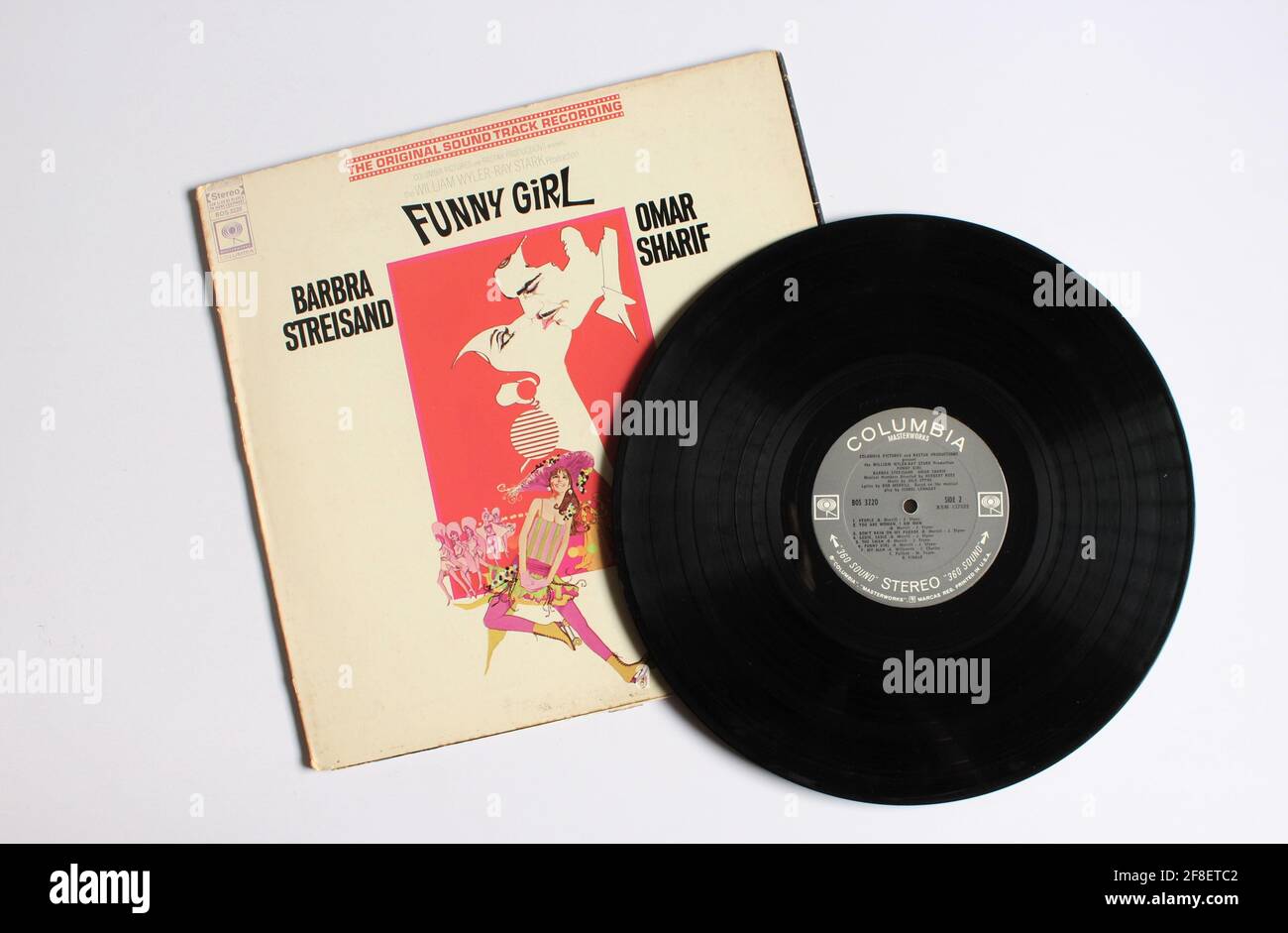 Funny Girl is a 1968 American biographical musical comedy-drama film directed by William Wyler. Soundtrack album on vinyl record LP disc. Album cover Stock Photo