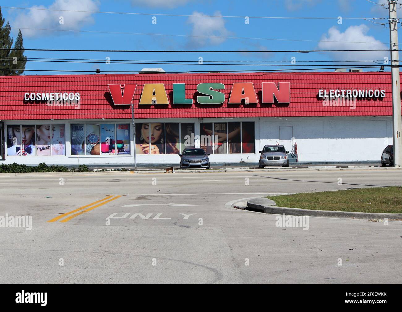 Storefront of VALSAN. Cuban owned variety department store selling general merchandise on a discount. Stock Photo