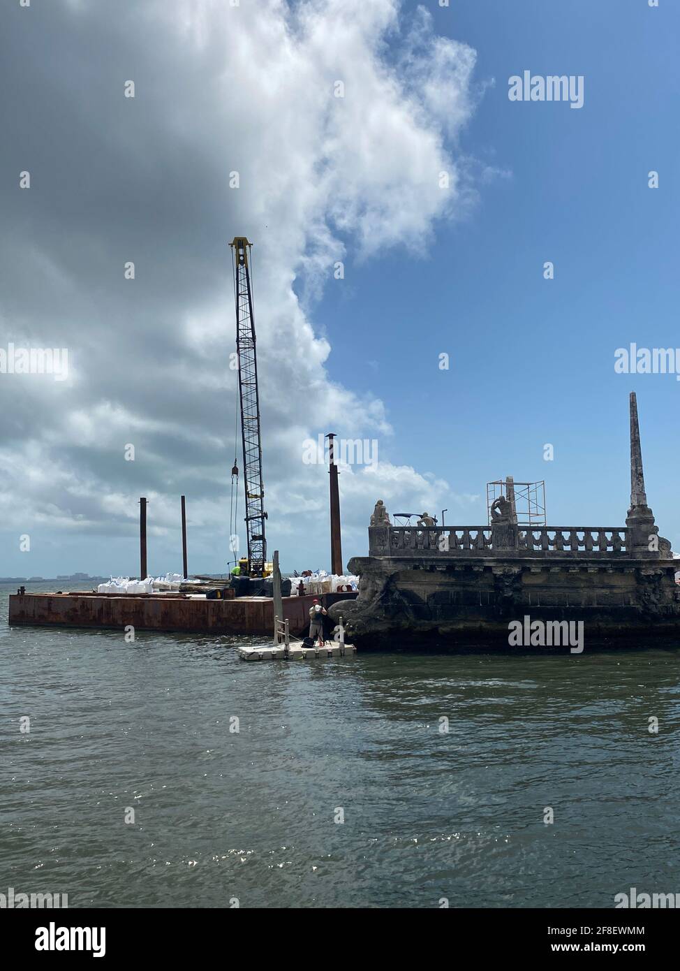Water construction site. Construction for Marine workers by the port