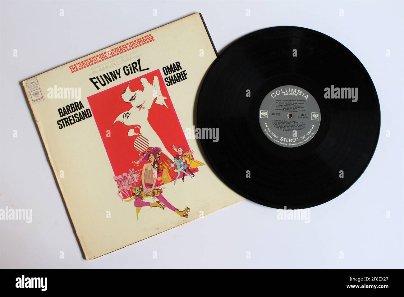 Funny Girl is a 1968 American biographical musical comedy-drama film directed by William Wyler. Soundtrack album on vinyl record LP disc. Stock Photo