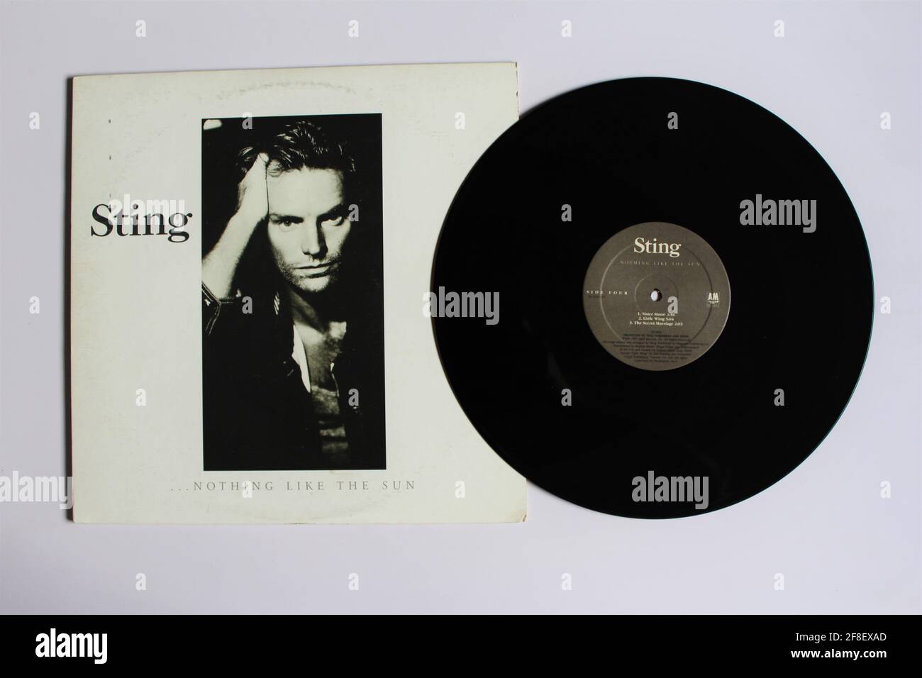 Pop soft rock, jazz and reggae band, Sting music album on vinyl record LP disc. Titled: Nothing Like the Sun Stock Photo