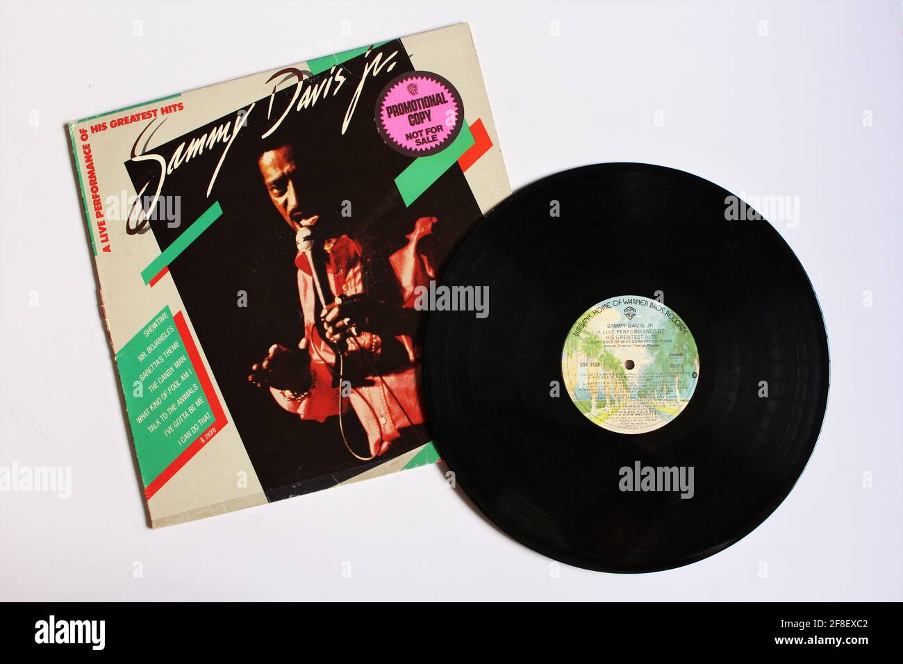 Jazz, easy listening, blues, pop & show tunes artist Sammy Davis Jr music album on vinyl record LP disc. A Live Performance of His Greatest Hits Stock Photo